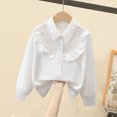 thumbnail image 5 of CAUYDY Youth Girls Long Sleeve Ruffle School Uniform Button Down Shirts Western Blouse Tops Fall Beige Sizes 13-14 Years, 5 of 5