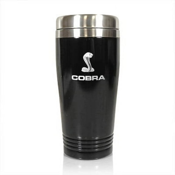 Ford Shelby Mustang Cobra Black Stainless Steel Travel Mug