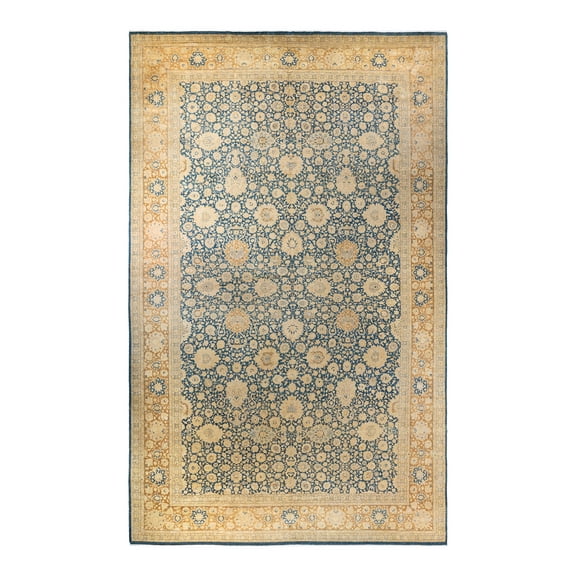 Hand-Knotted Wool Oriental Traditional Blue Area Rug 12' 2" x 20' 7"