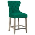 thumbnail image 6 of WestinTrends Wordford 24" Tufted Velvet Counter Stool (Set of 2), Antique Gray/ Dark Green, 6 of 11