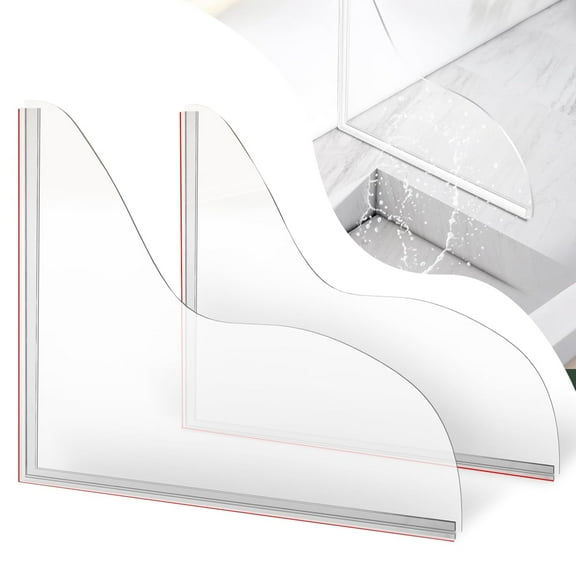 2-Piece Shower Splash Guard Set, Removable Waterproof Easy Installation, Large-Size Bathtub Splash Guard, Self-Adhesive Shower Corner Guard, Prevents Water Overflow from Shower Enclosures or Bathtubs