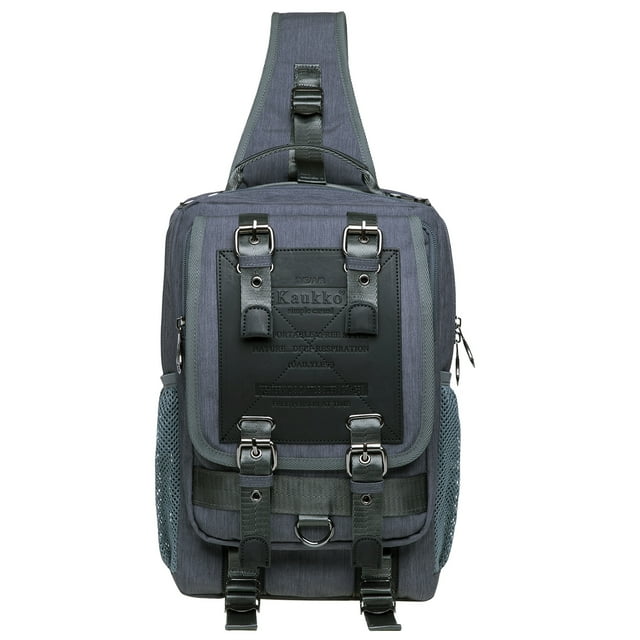 KAUKKO Canvas Messenger Bag Cross Body Shoulder Sling Backpack Travel Senderismo Chest Bag KAUKKO FD252-1-Grey