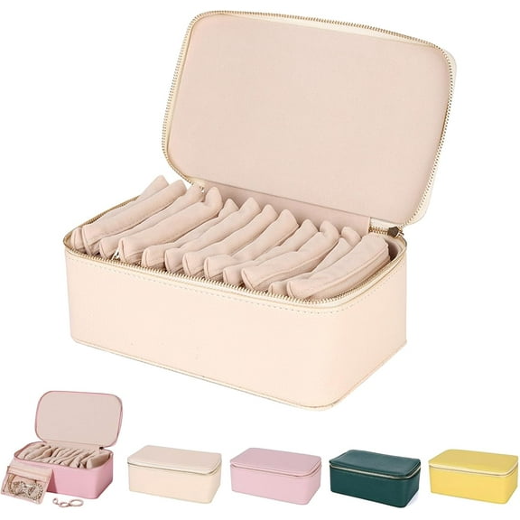 Familiarn Jewelry Case, Travel Jewelry Box with Small Pouches, Travel Jewelry Organizer with 12 Velvet Bags for Girls Womens Earring, Necklace, Rings, Bracelets