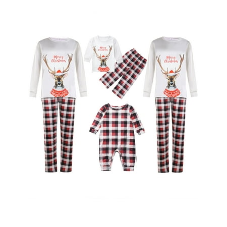 

Tretra Family Matching Christmas Pajamas Set Elk Parent-Child Pajamas Dad Mom Kids Baby Sleepwear