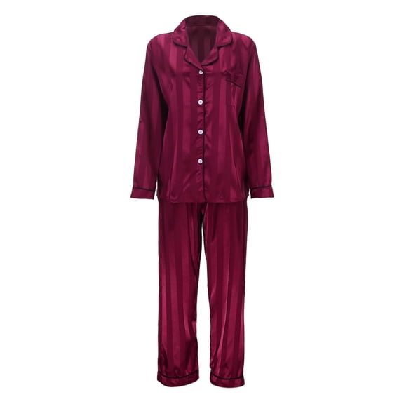 JIAYUE Women's Pajamas Soft Striped Long Sleeve Button Down Turndown Collar Tops With Comfortable Pants Sleepwear Outfits For Home Relaxation Loose And Nightwear