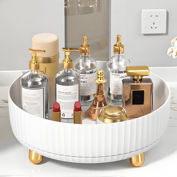 Mimifly 360° Rotating Lazy Susan Makeup Organizer Tray - ABS Cosmetic, Perfume & Skincare Storage for Dresser, Vanity & Bathroom Countertop