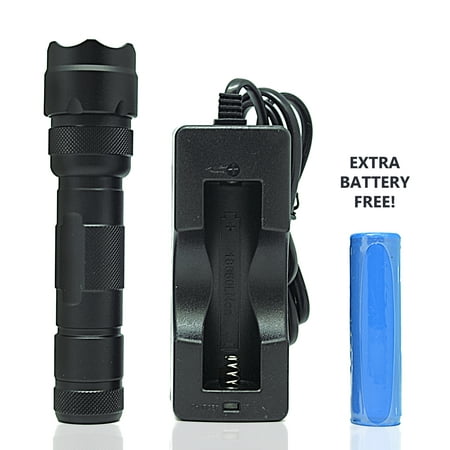 OREI Professional Flashlight Ultra Bright Tactical Led with Rechargeable Lithium Battery - Charger