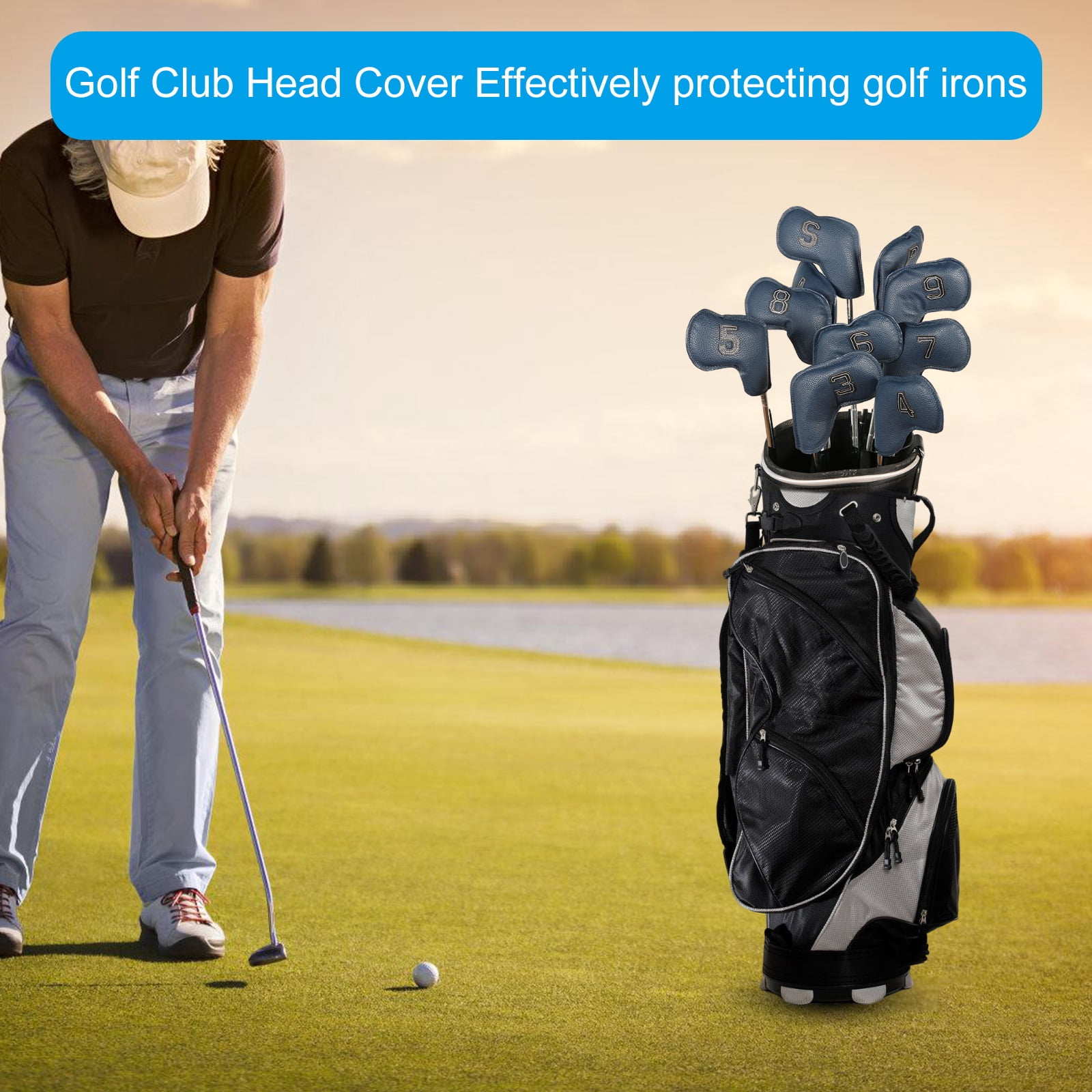 BIBABLYKE 10Pcs Golfs Mallet Putter Headcover Golfs Club Head Cover Golfs Men Women Golfs Driver Golfs Club Cover Iron Headcover