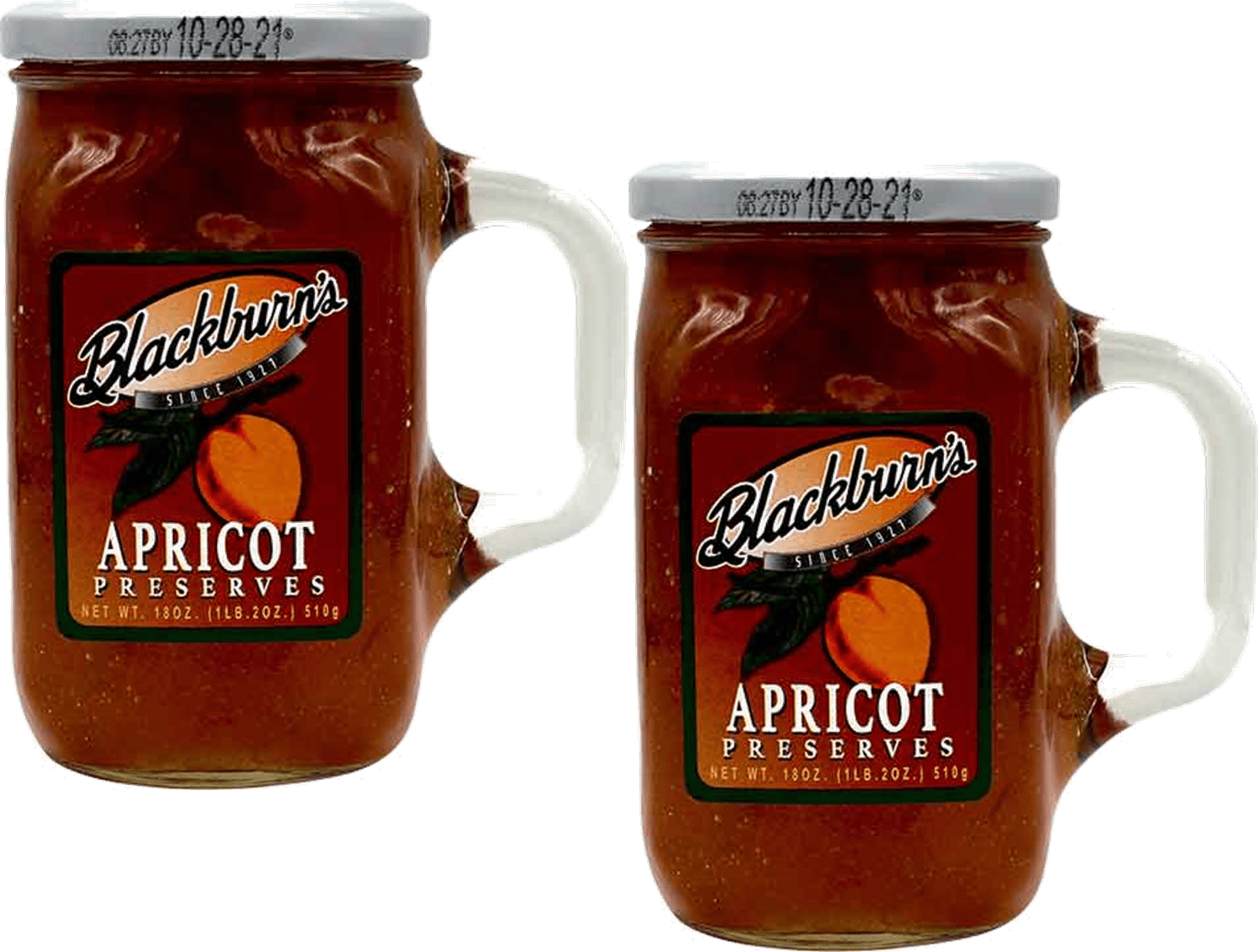 Blackburn's Apricot Fruit Preserves with Reuseable Mug, 2Pack 18 oz. Jars