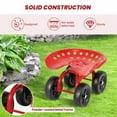 thumbnail image 2 of 360° Garden Rolling Work Seat, Garden Scooter, 4 Wheels, Easy Mobility, with Swivel Seat, Height Adjustable, for Garden and Yard - Red, 2 of 8