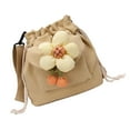 thumbnail image 6 of Bucket Bag Handbag Hand Bag Long Strap Canvas Single Shoulder Purse Drawstring for Party Travel Khaki Free Size, 6 of 8