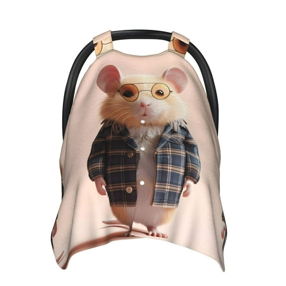 Car Seat Cover Baby - Cute Mouse In Glasses Breathable Infant Car Seat Cover for Baby Carseat, Lightweight Comfort Baby Essentials Must Haves Newborn Stuff for Girl Boy
