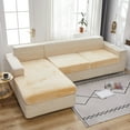 thumbnail image 3 of Velvet 1 2 3 Cushion Couch Cushion Cover for L-Shaped Sofa Chaise Longue Sofa Slipcover, Stretch Sofa Cover Non-slip Soft Furniture Protector -Beige-Sofa, 3 of 6