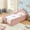 Twin + Pink + Kids + Foam + Boucle + Boucle + Fabric, variant on Twin Size Cute Dinosaur-Shaped Bed with Safety Guardrails, Solid Wood Bed Frame for Bedroom, Boucle Fabric, Yellow, Space-Saving Dinosaur Bed for
