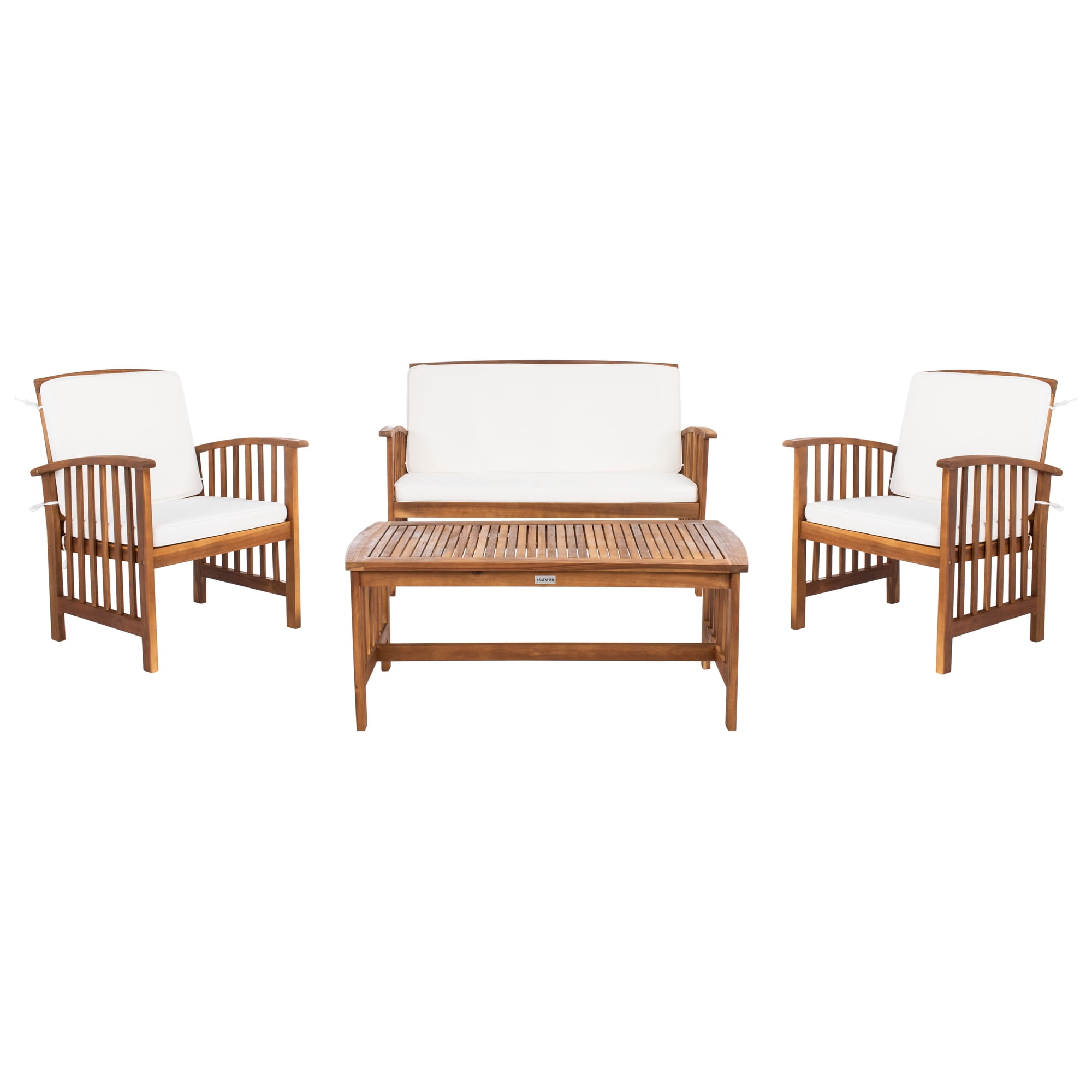 SAFAVIEH Outdoor Collection Rocklin 4-Piece Patio Set Natural/Beige