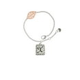thumbnail image 1 of Delight Jewelry Silvertone Pebble Border Initial - X - Rose Goldtone Leaf Delicate Bracelet, 6.25+1.75", 1 of 4