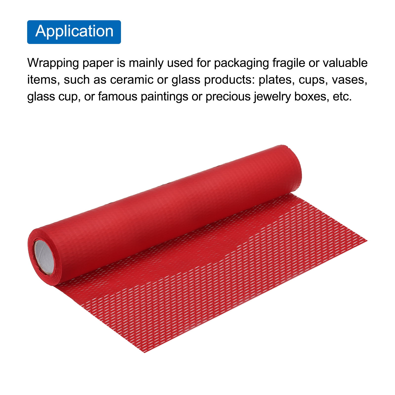 Uxcell Packing Paper 19 Inch x 65.6 Feet Cushioning Wrap Rolls Packing Paper for Moving Packaging Red
