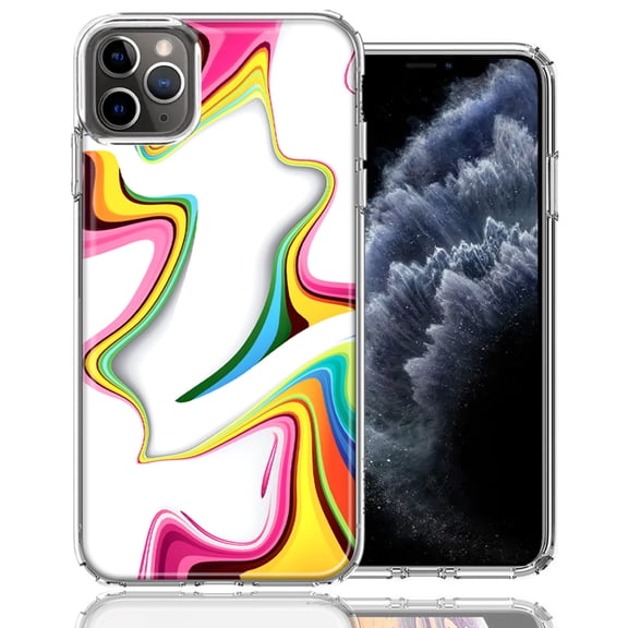 MUNDAZE For Apple iPhone 11 Pro Rainbow Abstract Design Double Layer Phone Case Cover