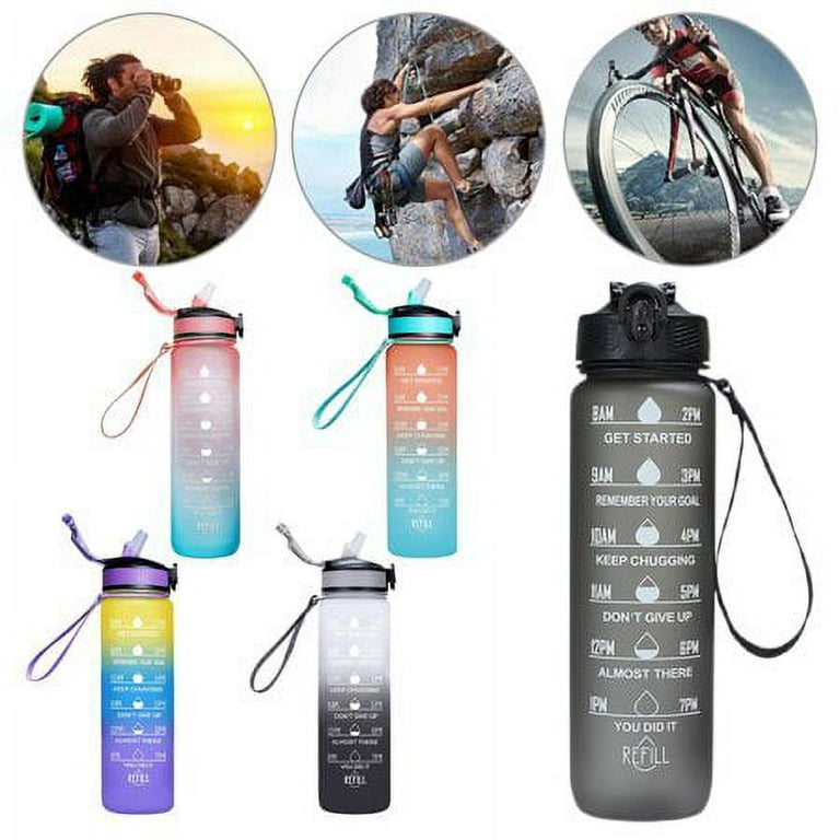 7 Pcs 32 oz Water Bottle with Times Motivational Frosted Plastic Bottle BPA  Free Aesthetic Water Bot…See more 7 Pcs 32 oz Water Bottle with Times