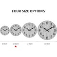 thumbnail image 2 of Wall Clock, Rustic Wall Clocks Battery Operated Silent Non Ticking, Country Round Wooden Clocks Farmhous Wall Decorative for Kitchen, Bathroom, Living Room (Gray 10 Inch), 2 of 9
