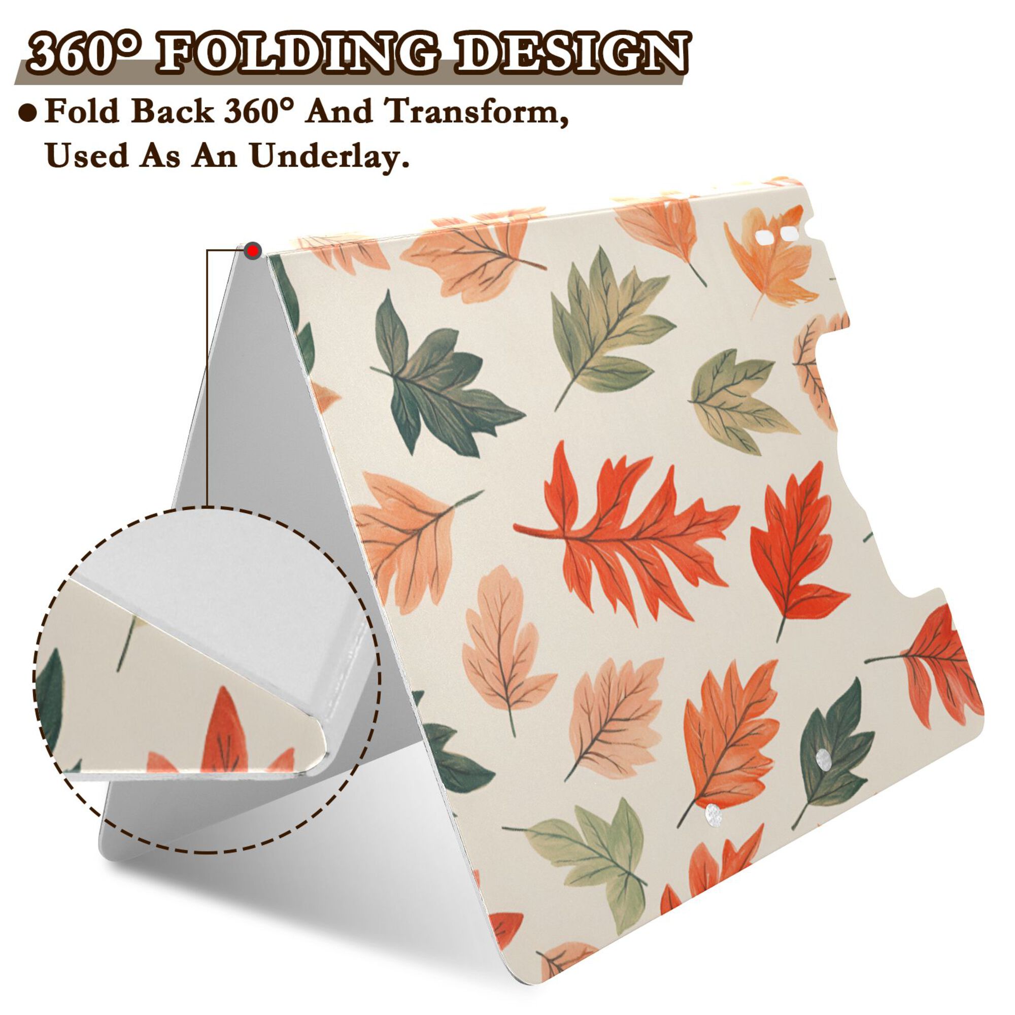 FORMRS A4 Clipboard Folder with Pen Holder Horizontal Foldable School Office Binder, Red Autumn Leaves