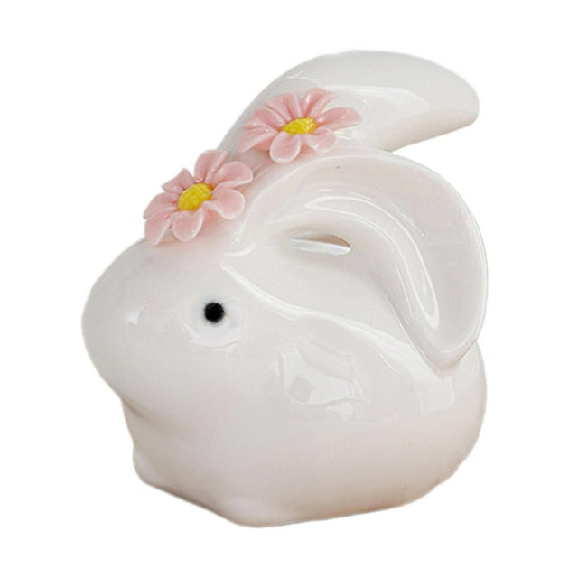 Collection de Statues d'Animaux Cadeau de Vacances Figurine de Lapin pour Intérieur Extérieur Maison