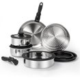 thumbnail image 1 of ROYDX Pots and Pans Set, 16 Piece Stainless Steel Kitchen Removable Handle Cookware Set, Frying Saucepans with Lid, Stay-Cool Handles for All Stoves, Dishwasher and Oven Safe, Camping, 1 of 8