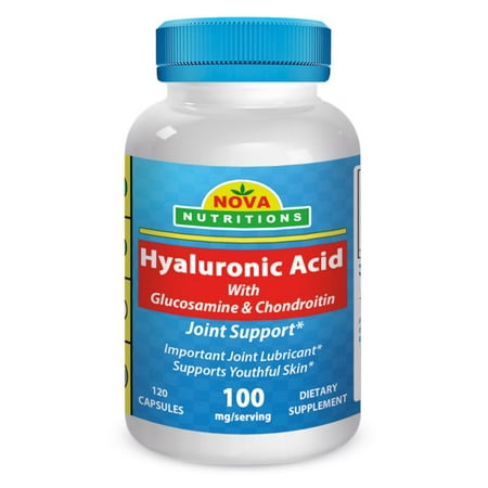 Nova Nutritions Acide hyaluronique avec Glucosamine chondroïtine 100 mg par portion de 120 Capsules