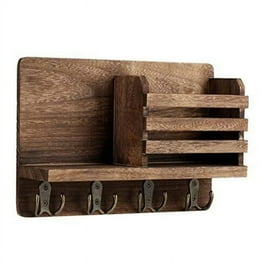 Wall Mount Mail Key Holder Organizer Key hanger with 6 Key Hooks Brown Walmart