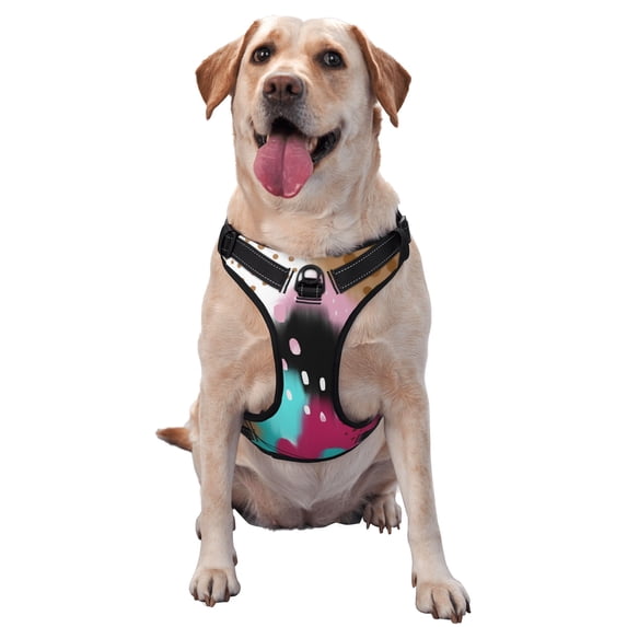 Watercolor Abstract Art Dog Harness, Pet Dog Out to Prevent Break Free Leash, Adjustable, Easy to Wear, X-Large
