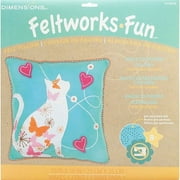 Dimensions Needlecrafts Feltworks Embroidery, Blue Cat Pillow