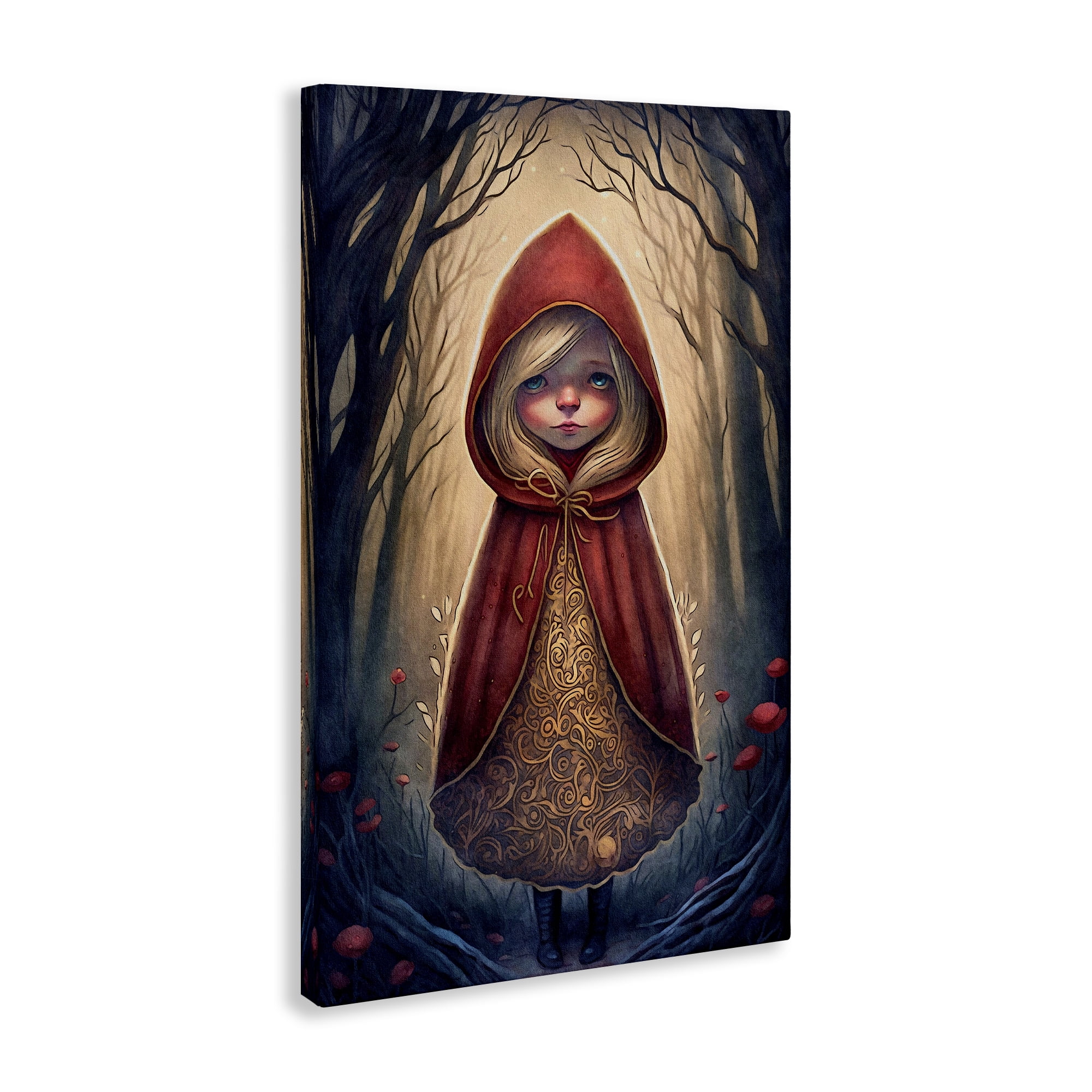 Stupell Industries Mystic Red Riding Hood Landscape Painting Gallery Wrapped Canvas Art Print Wall Art, 24 x 36