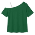 thumbnail image 6 of hoksml Girls One Shoulder T-Shirt, Short Sleeve Casual Top, Kids Off Shoulder Tee for Back to School, 6 of 9