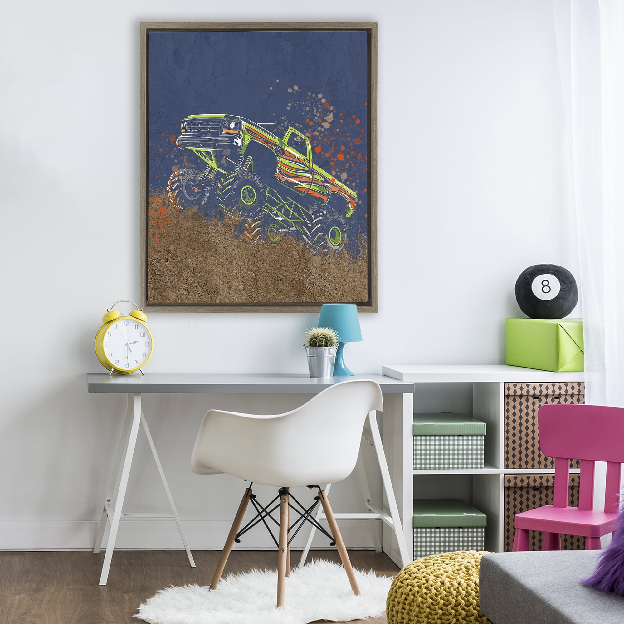 My Jam Truck Adventure Brown Framed Floater Canvas Wall Art, design by Kim Allen