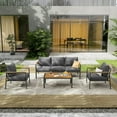 thumbnail image 5 of ELPOSUN Aluminum Patio Furniture Set, Modular Oversized Outdoor Sectional of Olefin 5 inch Thick Cushion, Coffee Table and Waterproof Cover, Patio Conversation Sets for Porch, Deck, 5 of 8