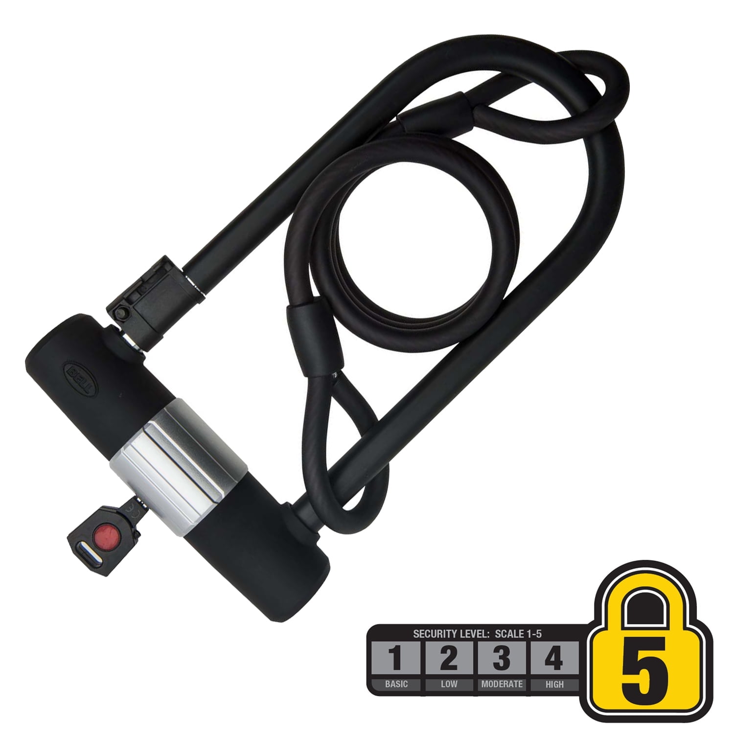 Details about   Bell Long U-Lock Anti-Theft Shackle with 4' Heavy Duty Steel Cable & LED Key 