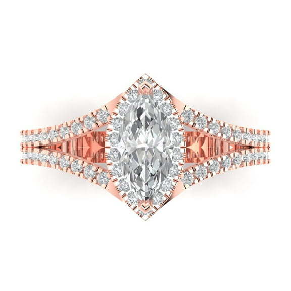 Halo Engagement Ring for Women - 1.2ct Moissanite in 14K Rose Gold Promise Ring