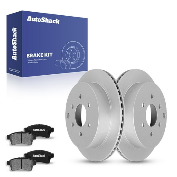 AutoShack 11.25" (285.7 mm) Rear Vented Brake Rotors Coated   Ceramic Brake Pads | Replacement for 2005-2025 Nissan Frontier 2008-2015 Nissan Xterra | 6-PC Brake Kit | ArmorStop
