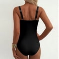 thumbnail image 3 of Womens Bathing Suits, Swim Dress Women, Ladies Swimsuits, One Piece Swimsuit Women, Women'S Metal Ring Wide Straps One Piece Swimsuit Floral Print Tummy Control Bathing Suit, Black L, 3 of 4