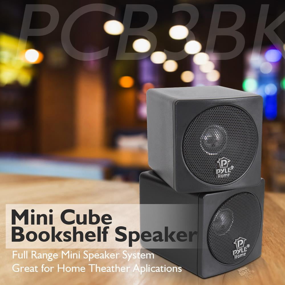 Pyle Pcb3bk 3 100 Watt Black Mini Cube Bookshelf Speaker In