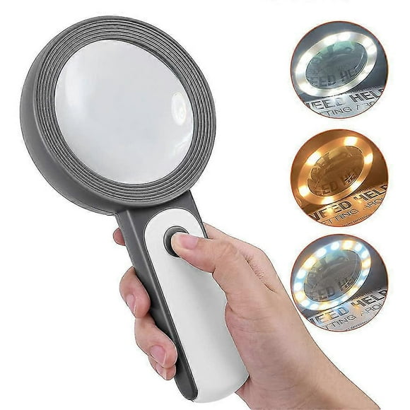 Magnifying Glass With Light, Handheld Large Magnifying Glass Led Illuminated Lighted Magnifier For Macular Degeneration
