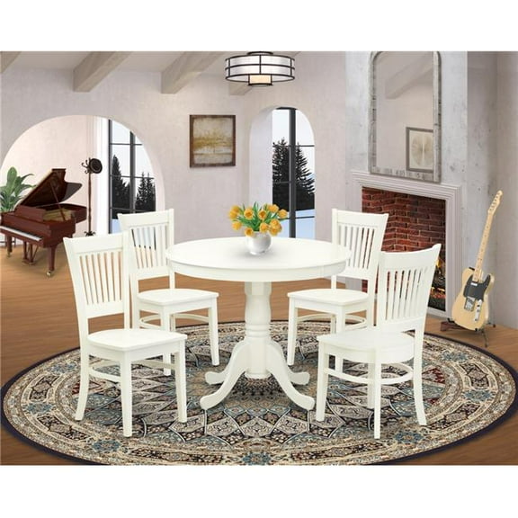 5 Piece Antique Kitchen Dining Set - Linen White