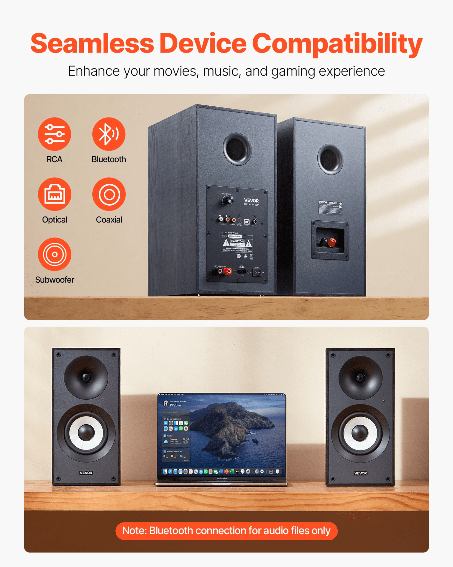 Active Powered Bookshelf Studio Monitor Speakers 25W x2 Bluetooth Coaxial Stereo