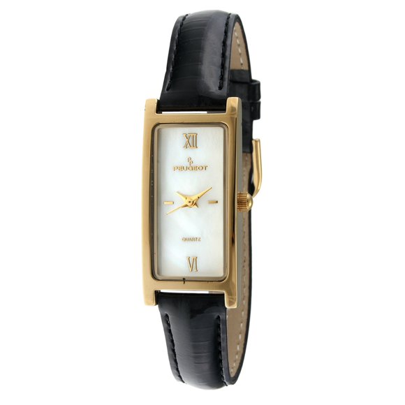 Peugeot Women's 3017BK 14K Gold-Plated Watch with Skinny Strap