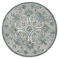 Ox Bay Talia 4' Round Gray Floral Wool Indoor Area Rug
