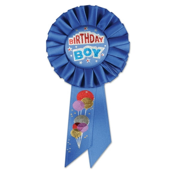 Pack of 6 Royal Blue Birthday Boy Party Celebration Rosette Ribbons 6.5"