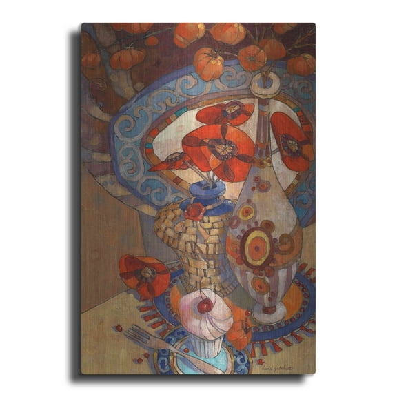 Luxe Metal Art 'Autumn Still Life' by David Galchutt, Metal Wall Art, 12"x16"