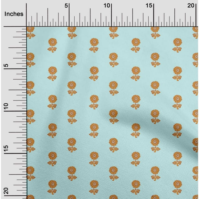 oneOone Cotton Poplin Fabric Floral Block Print Fabric BTY 42 Inch Wide