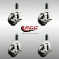 thumbnail image 2 of 3.5 Inch 316SS Hard Rubber Swivel 1 Inch Expanding Stem Caster Set Brake SCC, 2 of 2
