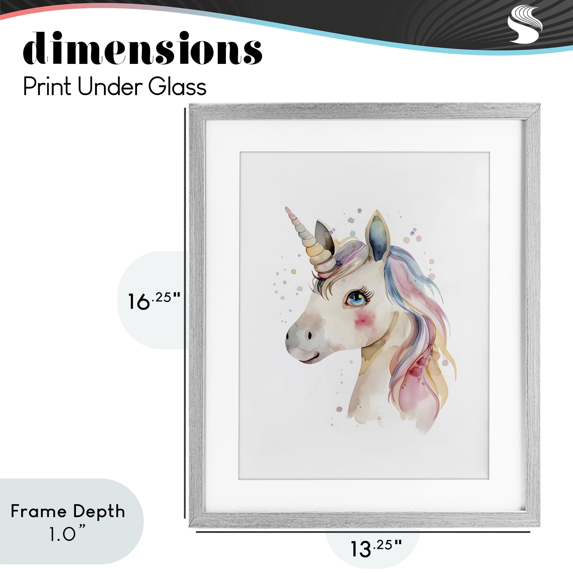 Stupell Industries Dreamy Pastel Unicorn Gray Framed Print Under Glass, design by LSR Design Studio